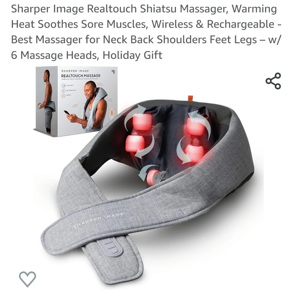 NWT NET SHARPER IMAGE REALTOUCH MASSAGE WIRELESS NECK AND BACK SHIATSU W…
